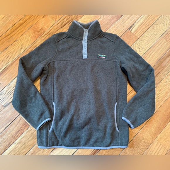 LL Bean Better Sweater Fleece Snap Collar Jacket Grayish Green Women’s Size S - Picture 1 of 13